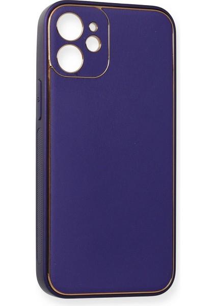 Iphone 12 Mini Kılıf Coco Deri Silikon Kapak - Mor Bstmy