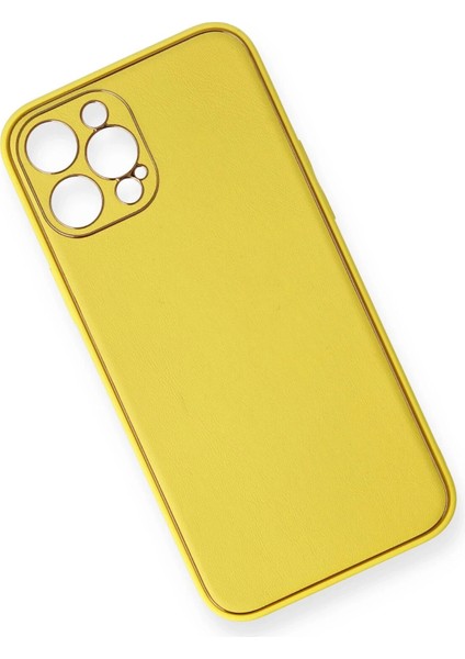 Iphone 12 Pro Kılıf Coco Deri Silikon Kapak - Sarı Bstmy