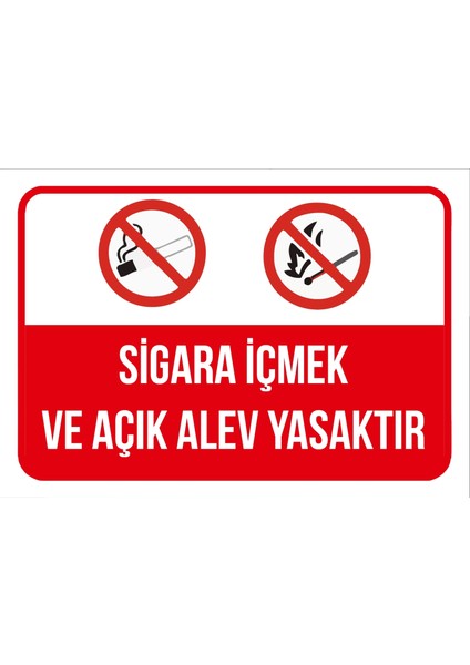 Sigara Içmek ve Açık Alev Yasaktır Sticker 20X28 cm