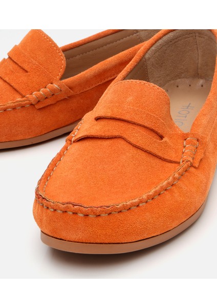 01AYH306650A570 KADIN Süet Deri Turuncu Günlük Loafer modelleri