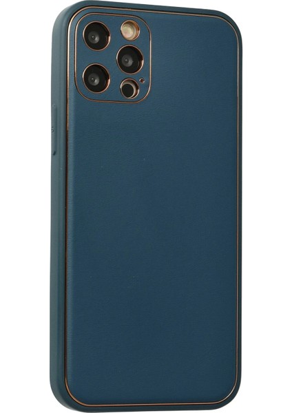 Iphone 12 Pro Max Kılıf Coco Deri Silikon Kapak - Mavi Bstmy
