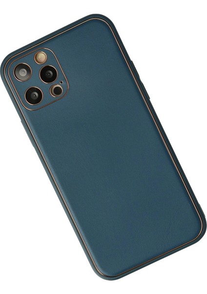 Iphone 12 Pro Max Kılıf Coco Deri Silikon Kapak - Mavi Bstmy
