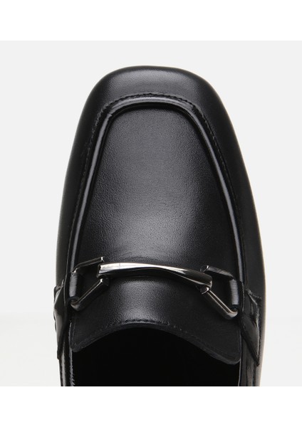 01AYH306780A100 KADIN Deri Siyah Tokalı Loafer
