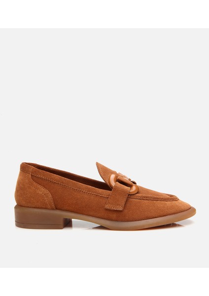 01AYH306180A370 KADIN Süet Deri Taba Esnek Tabanlı Günlük Loafer