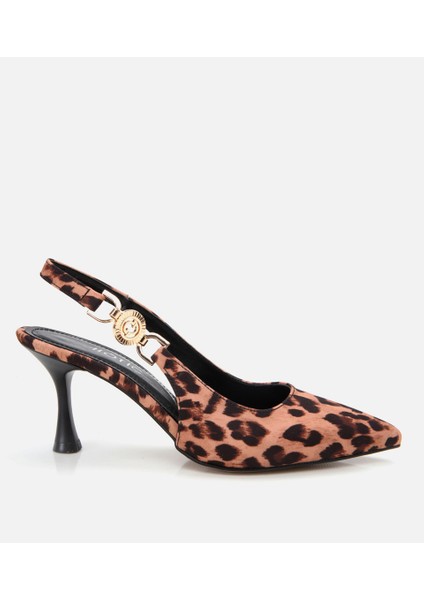 01AYH307390A499 KADIN Taba Leopar Desenli Arkası Açık Stiletto