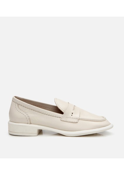 01AYH306190A400 KADIN Deri Ekru Esnek Tabanlı Klasik Loafer
