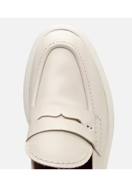 01AYH306190A400 KADIN Deri Ekru Esnek Tabanlı Klasik Loafer