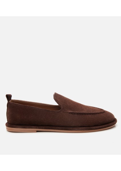 01AYH310140A480 KADIN Süet Deri Kahverengi Günlük Loafer