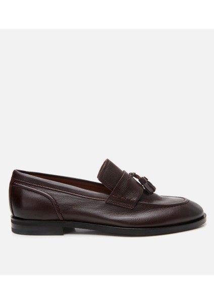 02AYH302860A490 ERKEK Deri Kahverengi Püskül Detaylı Klasik Loafer