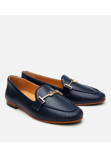 01AYH309600A680 KADIN Deri Lacivert Tokalı Klasik Loafer