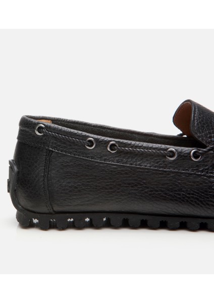 02AYH302740A100 ERKEK Deri Siyah Esnek Tabanlı Günlük Loafer