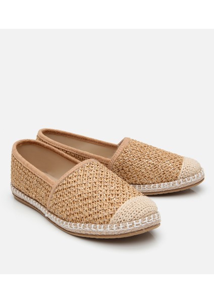 01AYY306130A450 KADIN Süet Vizon Hasır Detaylı Espadril