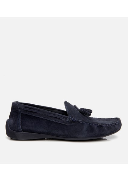 02AYH305540A680 ERKEK Süet Deri Lacivert Püskül Detaylı Günlük Loafer