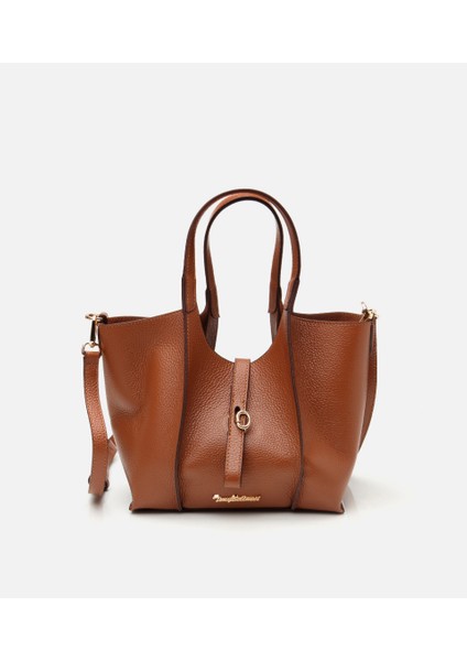 03CAH309420A370 KADIN Deri Taba Kilit Detaylı Tote Çanta