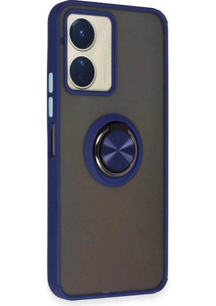 Vivo Y16 Kılıf Montreal Yüzüklü Silikon Kapak - Lacivert Bstmy