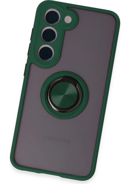 Samsung Galaxy S23 Kılıf Montreal Yüzüklü Silikon Kapak - Yeşil Bstmy