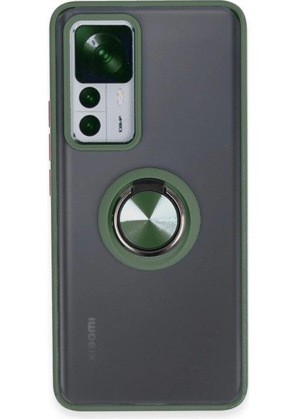 Xiaomi Mi 12T Pro Kılıf Montreal Yüzüklü Silikon Kapak - Yeşil Bstmy