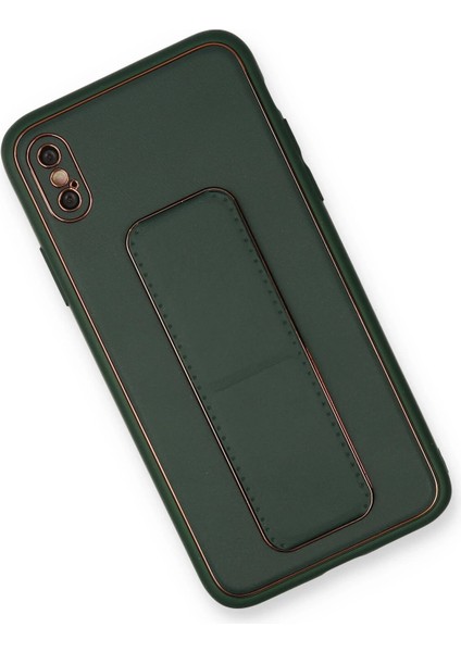 Iphone Xs Max Kılıf Coco Deri Standlı Kapak - Yeşil Bstmy