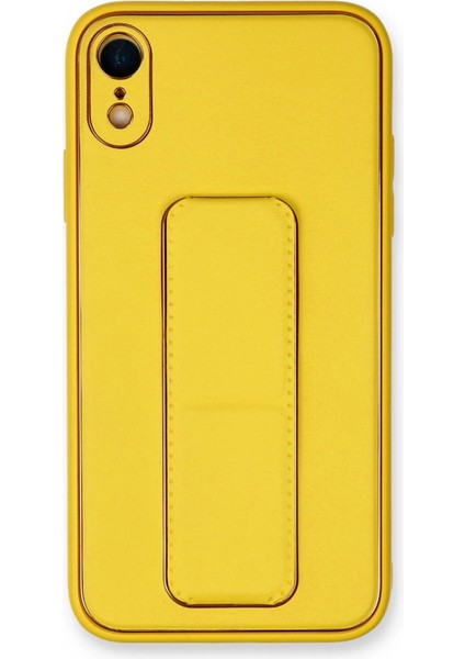 Iphone Xr Kılıf Coco Deri Standlı Kapak - Sarı Bstmy