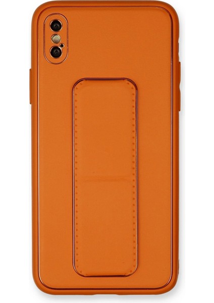 Iphone Xs Max Kılıf Coco Deri Standlı Kapak - Turuncu Bstmy
