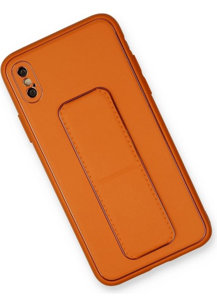 Iphone Xs Max Kılıf Coco Deri Standlı Kapak - Turuncu Bstmy