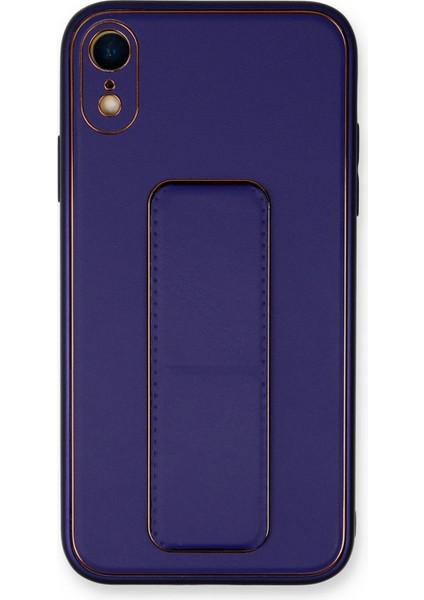 Iphone Xr Kılıf Coco Deri Standlı Kapak - Mor Bstmy