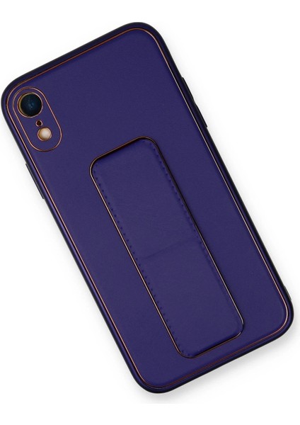 Iphone Xr Kılıf Coco Deri Standlı Kapak - Mor Bstmy