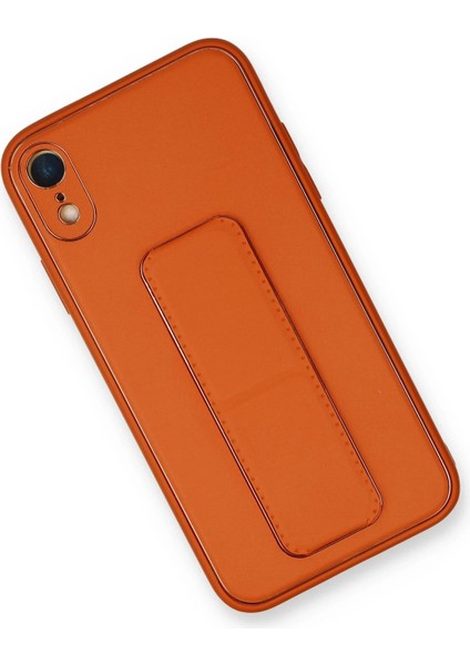 Iphone Xr Kılıf Coco Deri Standlı Kapak - Turuncu Bstmy