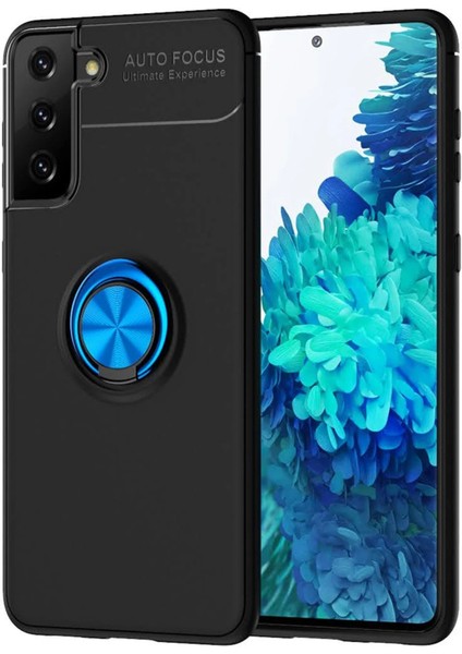 Samsung Galaxy S21 Plus Kılıf Range Yüzüklü Silikon - Siyah-Mavi Bstmy