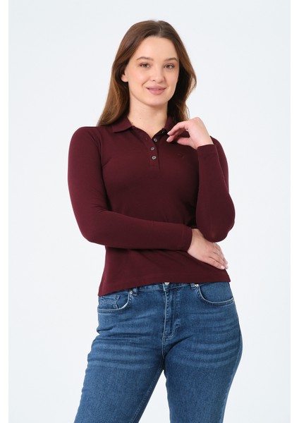 kadın Regular Fit Polo Yaka T-Shirt