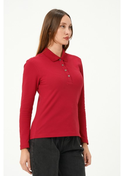 kadın Regular Fit Polo Yaka T-Shirt