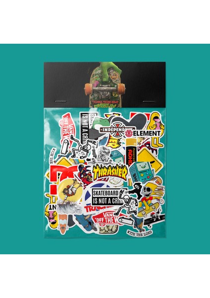 Skateboard Kaykay Sticker Paketi -Bullet Journal - Ajanda - Planner - Defter - Laptop Etiket Çıkartma Çok Renkli 10 x 15 Paket Boyutu 3 x 5 cm Stickerlar Paket Içeriği 25 Adet Dadi Ramba Sticker