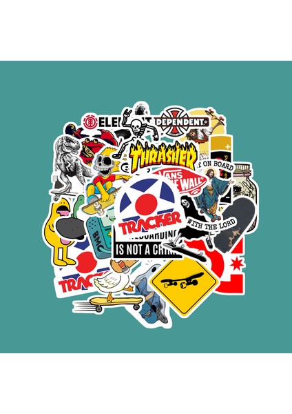 Skateboard Kaykay Sticker Paketi -Bullet Journal - Ajanda - Planner - Defter - Laptop Etiket Çıkartma Çok Renkli 10 x 15 Paket Boyutu 3 x 5 cm Stickerlar Paket Içeriği 25 Adet Dadi Ramba Sticker