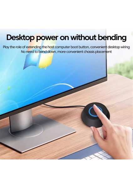 Bilgisayar Masaüstü Anahtarı 1.8m Pc Anakart Harici Başlatma Gücü LED Işık Düğmesi Uzatma Kablosu Yuvarlak Başlatma Anahtarı B (Yurt Dışından)