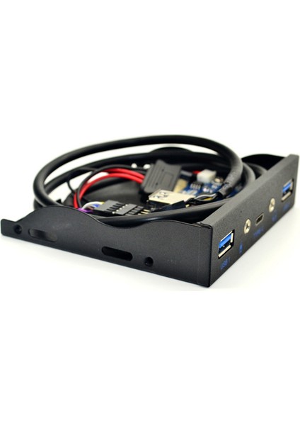 USB Hub 5 Port USB 3.1 Type-C USB 3.0 Ön Panel Hd Ses 3.5mm Kulaklık Jakı Mikrofon Genişletme Adaptörü Masaüstü 3.5 Inç Için (Yurt Dışından)