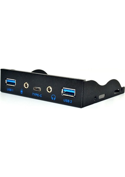 USB Hub 5 Port USB 3.1 Type-C USB 3.0 Ön Panel Hd Ses 3.5mm Kulaklık Jakı Mikrofon Genişletme Adaptörü Masaüstü 3.5 Inç Için (Yurt Dışından)