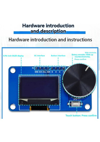 0.96 Inç OLED Ekran Modülü Düğmeli EC11 Döner Kodlayıcı Iıc Arayüzü LCD Ekran (Yurt Dışından)