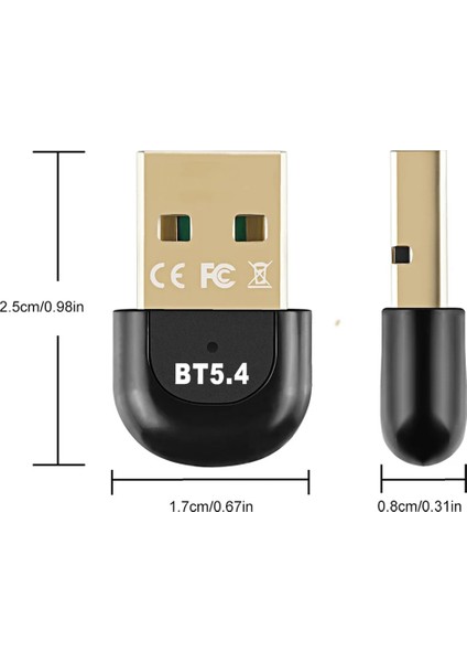 USB Bluetooth 5.4 Adaptörü Pc Kablosuz Fare Klavye Hoparlör Müzik Ses Alıcı Verici Bluetooth Adaptörü (Yurt Dışından)