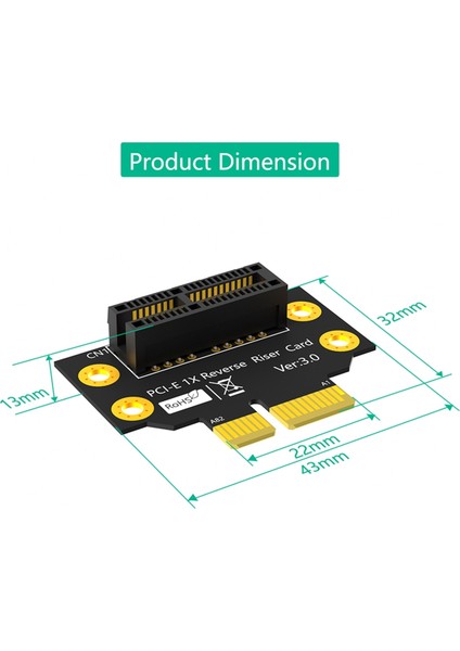 Pcı-E 1x 3.0 90 Derece Ters Erkekten Dişi Yükseltici Kart 2u Sunucu Için (Kurulum Yönü Cpu'ya Doğru) (Yurt Dışından)