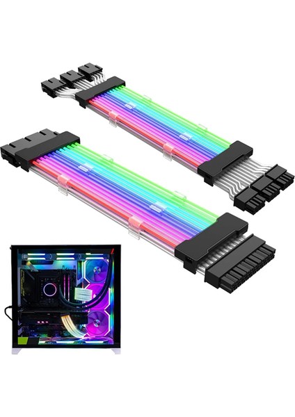 Argb Güç Kaynağı Uzatma Kablosu 24PIN Kablo Anakart Rgb Uzatma Kablosu Bilgisayar Için (Yurt Dışından)