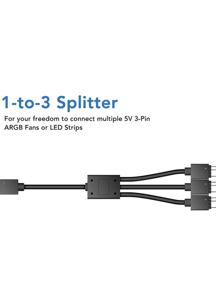 5V/3PIN Add-Rgb'den 12V/4PIN'E 3 Yollu Ayırıcılı Adaptör 5V Argb'den 12V Rgb'ye Dönüştürücü Anakartla Senkronize (Yurt Dışından)