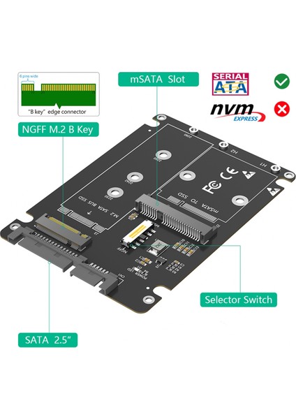 2'si 1 Arada M.2 Ngff Anahtar B ve Msata Ssd'yi 2.5 Sata3 Adaptörüne Plastik Muhafazalı SSD Kasa Kutusuyla Birleştirin (Yurt Dışından)