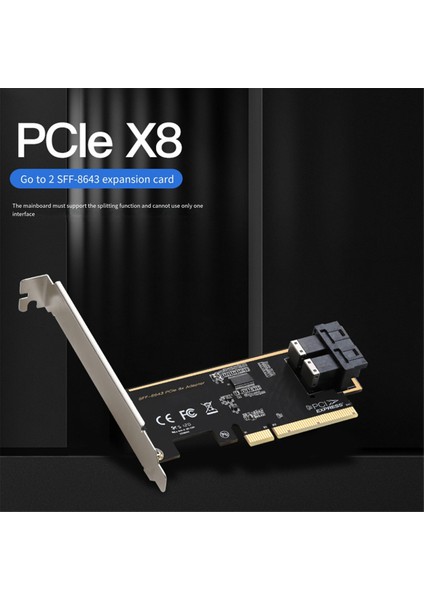 Pcıe 8x'ten 2 Portlu U.2 Adaptör Kartı SFF8643 Çift Nvme SSD Pcıe X8 Genişletme Kartı SFF8643 U2 Adaptörü (Yurt Dışından)