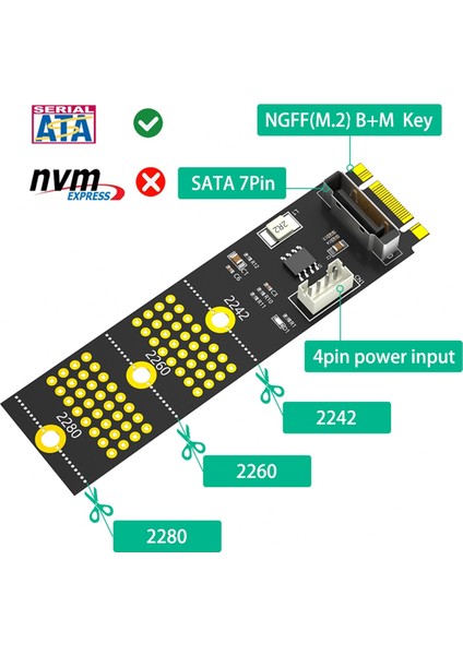Ngff(M.2) Anahtar B+M /b - Sata 2.5 Inç Adaptörü (Yurt Dışından)