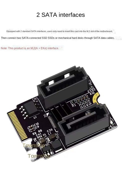 M2'den Sata3.0 Genişletme Kartı Key A+E Wıfı M.2'den Sata HDD Adaptörüne Sürücüsüz JMB582 Adaptör Kartı (Yurt Dışından)