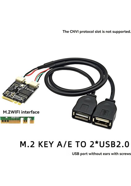 Genişletme Adaptörü Kartı M2 Wıfı Anahtarı A/eto USB Adaptör Kartı Dizüstü Bilgisayar Anakartı Ngff Çift Portlu Usb2.0 Genişletme Kartı A (Yurt Dışından)