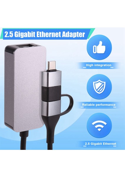 2.5g Ethernet Adaptörü Type-C USB 3.0 - RJ45 Lan 2500MBPS Ağ Kartı 2.5 Gigabit Dönüştürücü Nas Dizüstü Bilgisayar Için (Yurt Dışından)