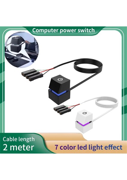 Bilgisayar Masaüstü Anahtarı Renkli LED Pc Anakart Harici Başlatma Güç Açma/kapama Düğmesi Uzatma Kablosu Ofis Için A (Yurt Dışından)