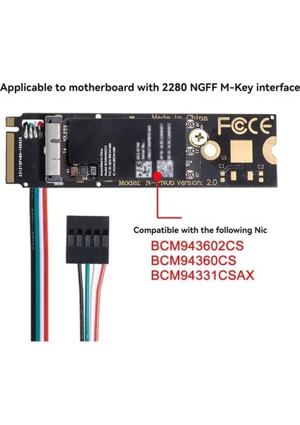 Adaptör Kartı M-Key Kablosuz Kart Masaüstü Sürücüsüz BCM943602CS'DEN Pcie M.2 Ngff'ye Apple Bluetooth Modülü Için (Yurt Dışından)