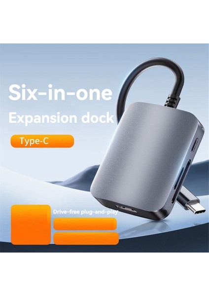 6'sı 1 Arada USB C Hub Type C 3.0 Adaptörü HDMI Uyumlu Sd Tf Kartı Pd Hızlı Şarj Cihazı Ayırıcı USB Yerleştirme Istasyonları Hub (Yurt Dışından)